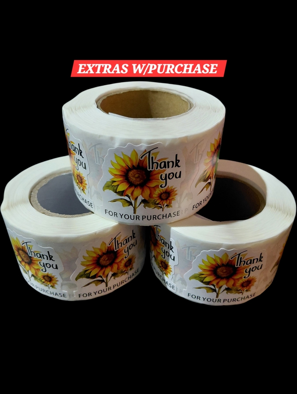 500ct. Sunflower "Thank You For Your Purchase" Random 3 Polymailers - Sz. 1.5"